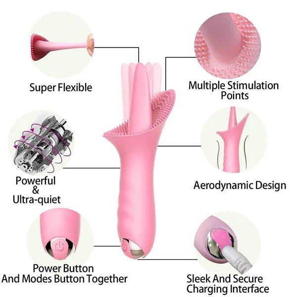 Vibrating Tongue & Vaginal Massager for Female Intimacy — Waterproof and Convenient Design