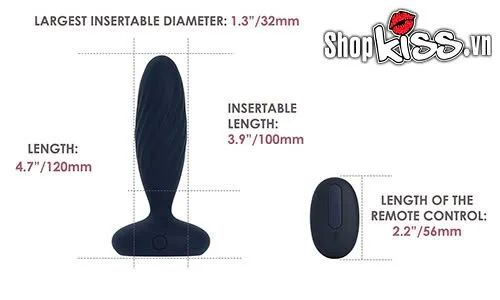 Svakom Jordan Remote Control Silicone Anal Massager Blue — Detailed Specifications