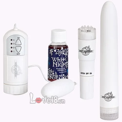 Doc Johnson White Nights Pleasure Kit Massage Set — Designed for Women’s Ultimate Satisfaction and Wellness