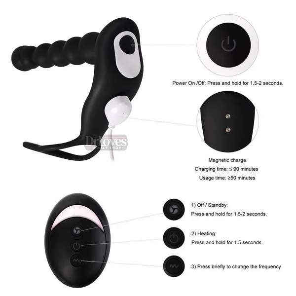Heated Remote Control Anal Beads Vibrator 10 Modes — hình 5