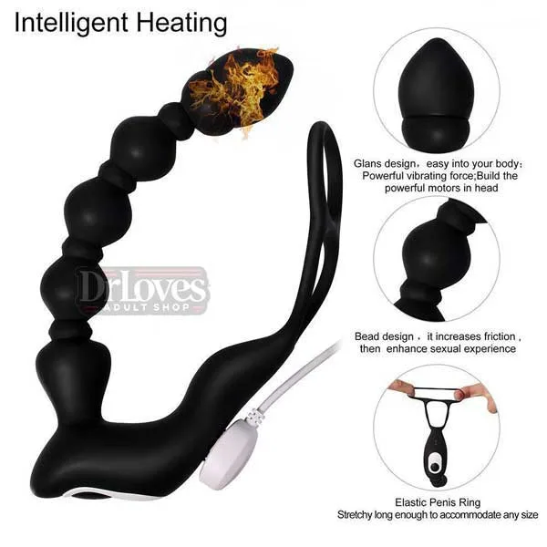 Heated Remote Control Anal Beads Vibrator 10 Modes — hình 3