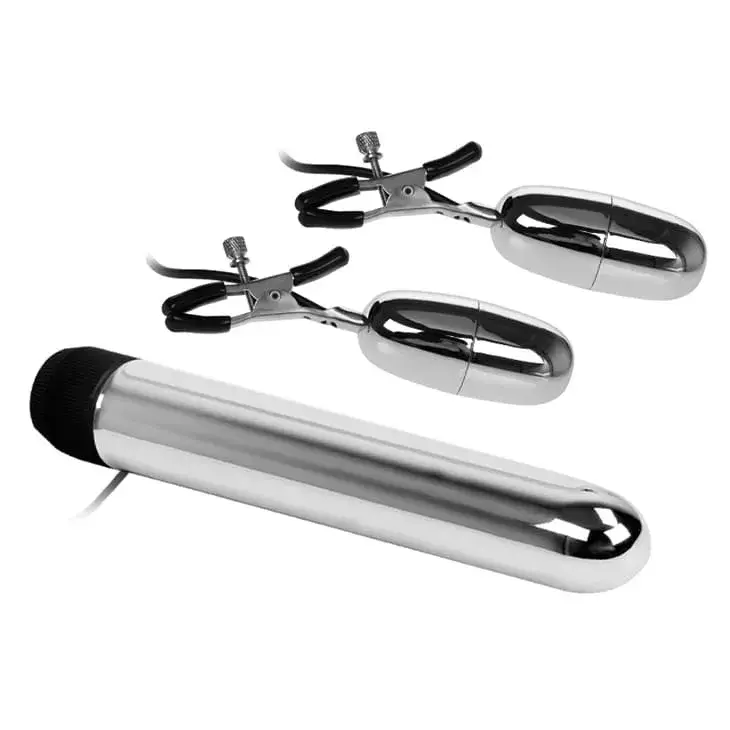 DC61B Polymer Safe Nipple Clamps Vibrator with Vagina Stim — The Ultimate Duo for Total Sensual Awakening