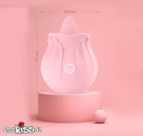 OMYSKY Rose-Shaped Clitoral Licking Vibrator Cute Pink — hình 4