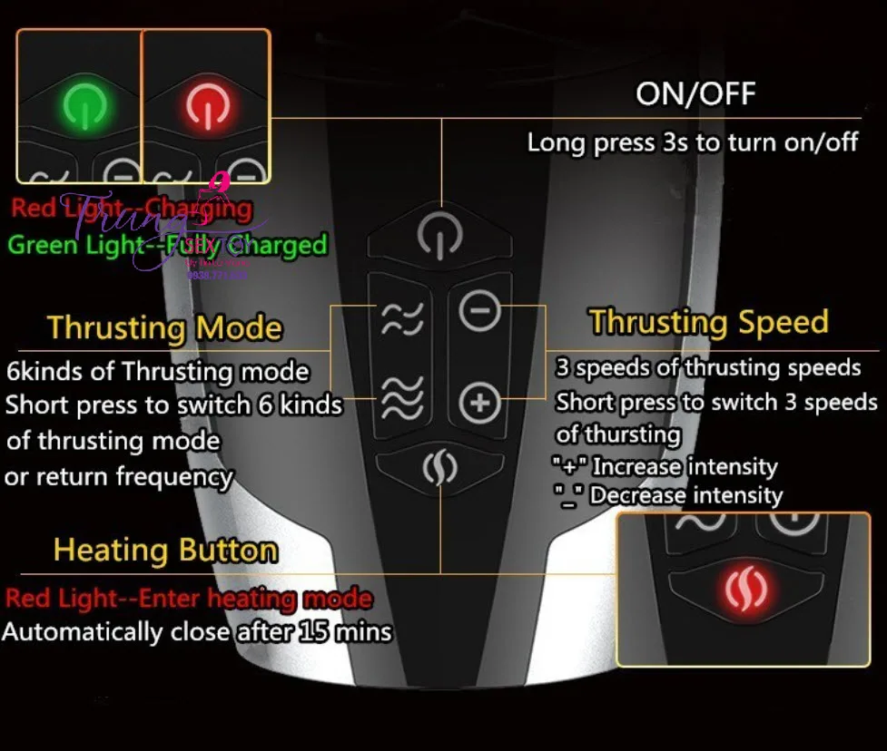 Piston Heat IR Male Masturbator Six Vibration Modes — hình 4