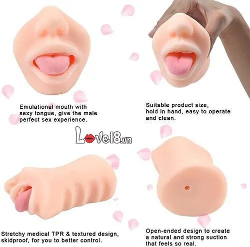 Silicone Mouth Masturbator Male Pleasure Sex Toy — Its lifelike color and texture add to the authenticity