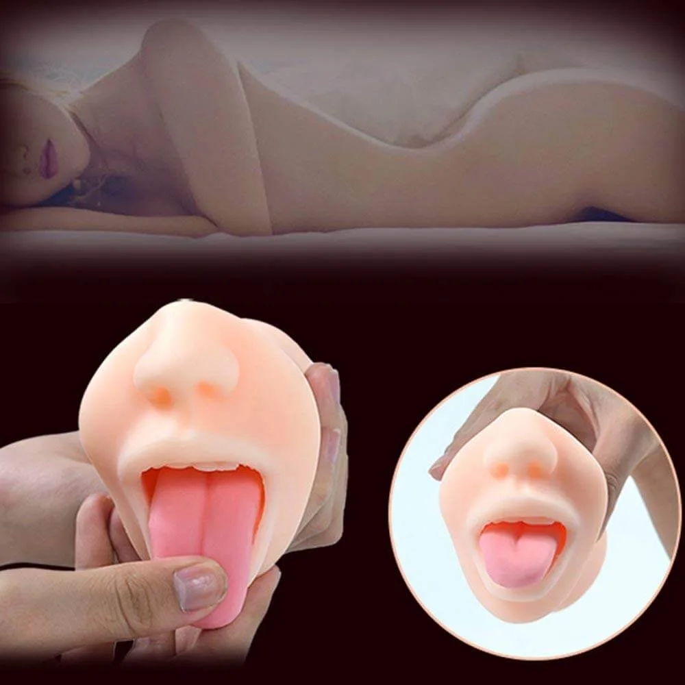 AD19B Realistic Oral Sex Silicone Male Masturbator Vibrator — hình 5