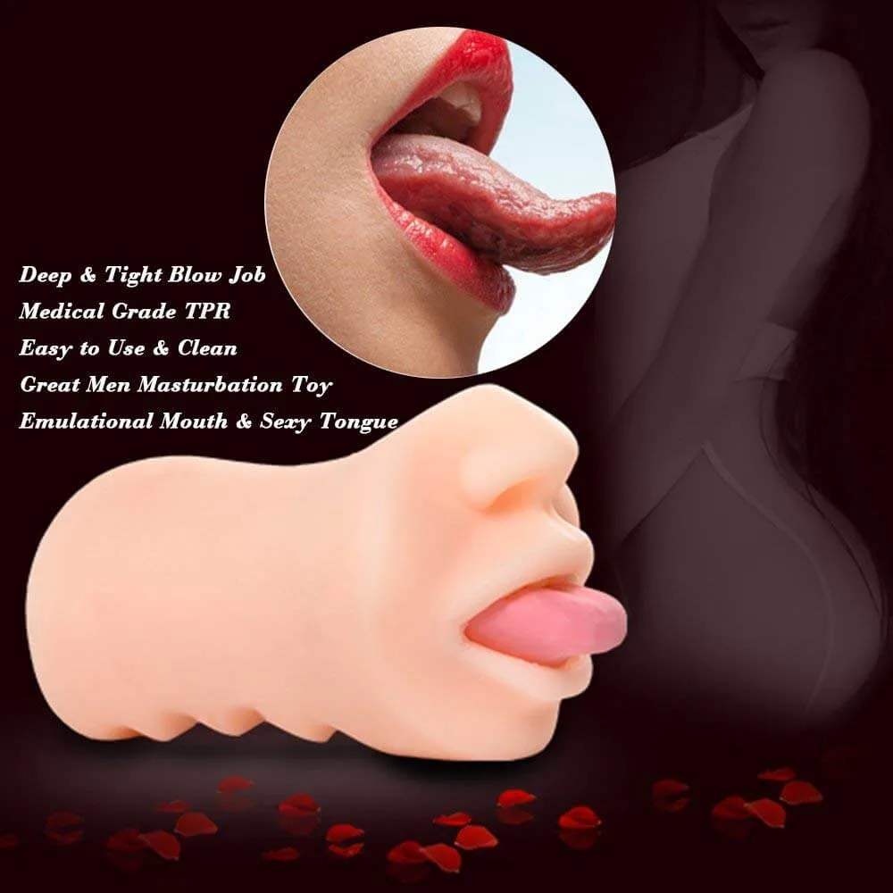 AD19B Realistic Oral Sex Silicone Male Masturbator Vibrator — hình 7