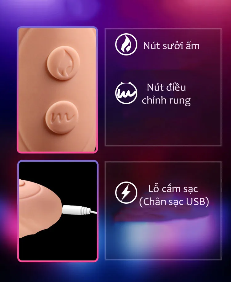 Ultra Soft Heated Silicone Finger Massager with Strong — hình 10