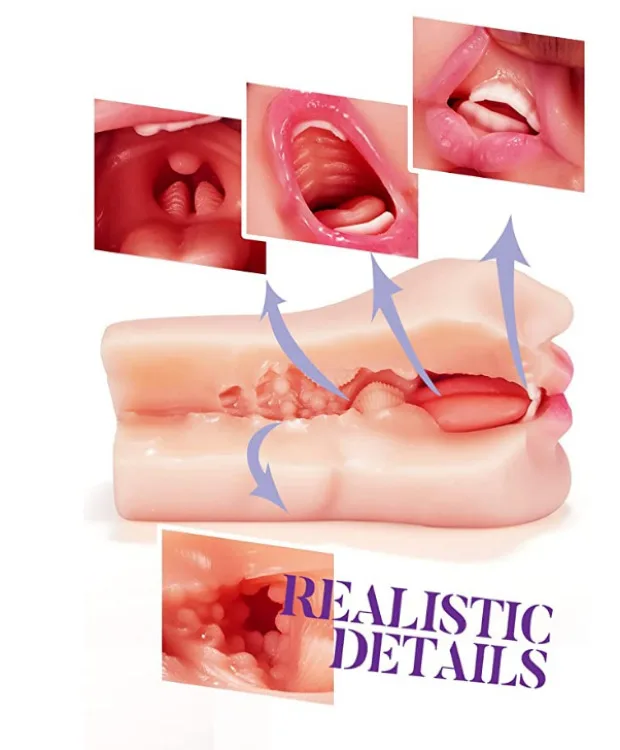 White Silicone Oral Masturbator Male Sex Toy 17x11cm — hình 6