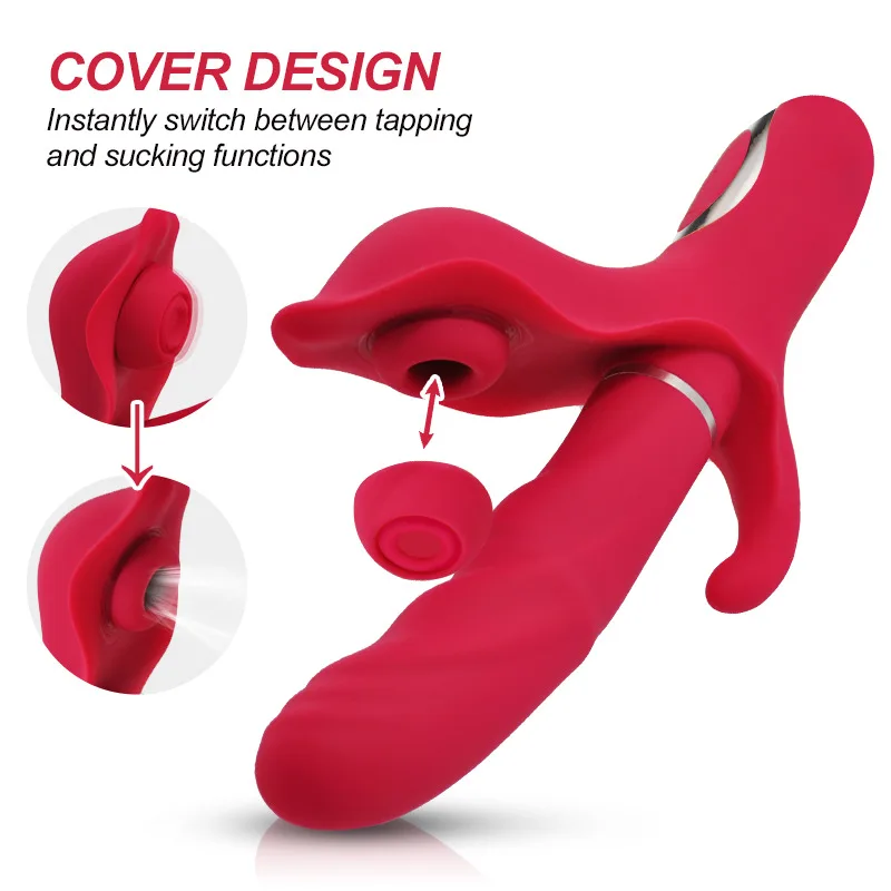 Piranha 3-Head Premium Silicone Dildo Vibrate Suction — hình 3