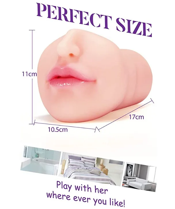 White Silicone Oral Masturbator Male Sex Toy 17x11cm — hình 8