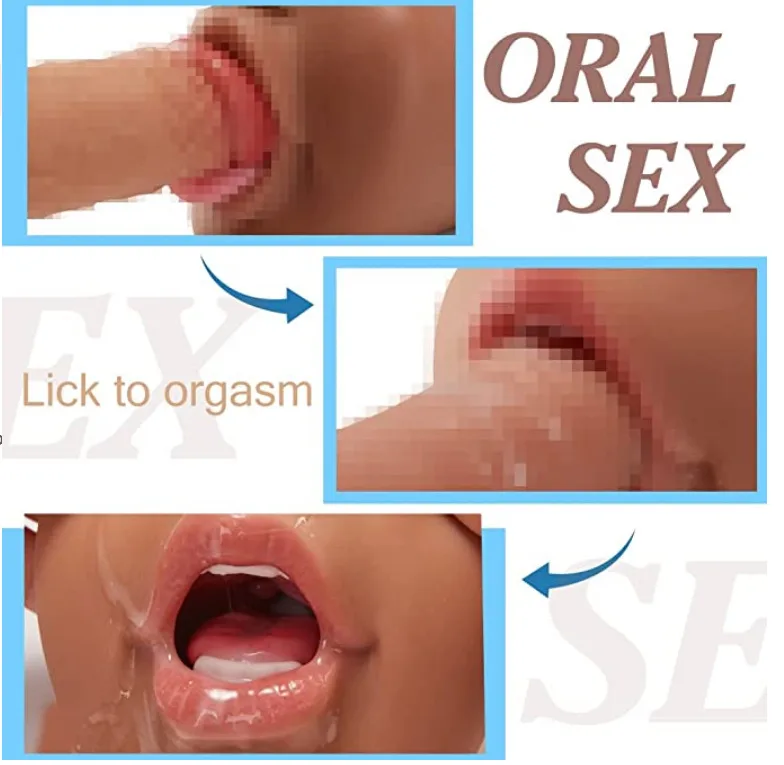 White Silicone Oral Masturbator Male Sex Toy 17x11cm — hình 7