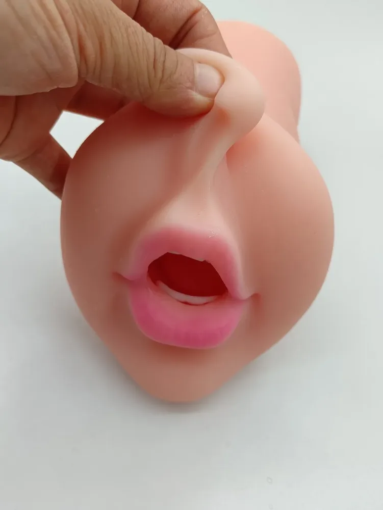White Silicone Oral Masturbator Male Sex Toy 17x11cm — hình 2