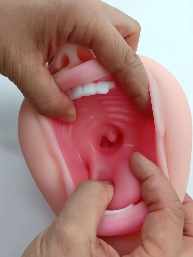 White Silicone Oral Masturbator Male Sex Toy 17x11cm — hình 5