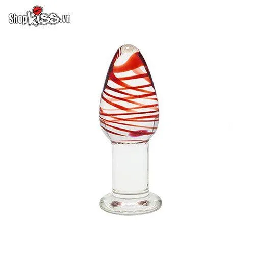 Glass Anal Plug Prostate Stimulator for Gay Men Clear Red — Elegant Design and Superior Material