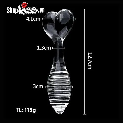 Heart Tail Glass Anal Plug Stimulator 12.7cm Rose Color — hình 2