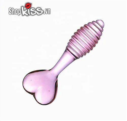 Heart Tail Glass Anal Plug Stimulator 12.7cm Rose Color — hình 3