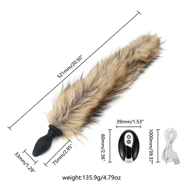 Remote Controlled 10-Mode Silicone Fox Tail Anal Plug — hình 6