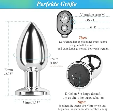 Inox Anal Plug 10 Vibration Modes Remote Control Adult Toy — Superior Design and Specifications