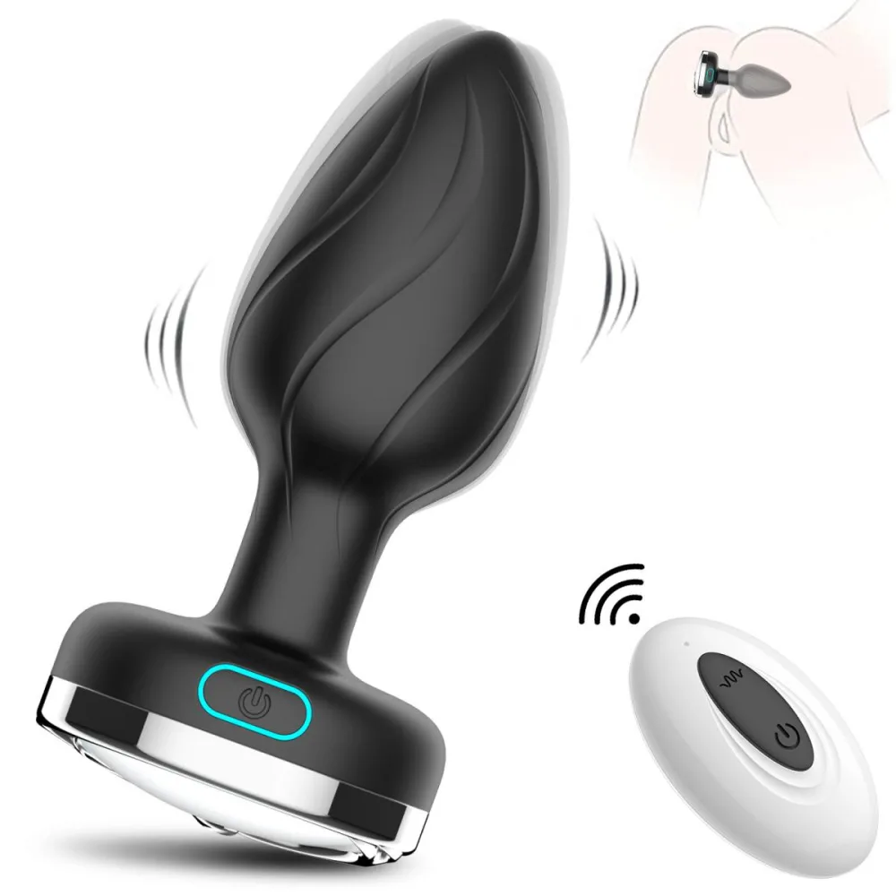 LED Remote Control Powerful Vibrating Anal Plug Silicone — hình 5