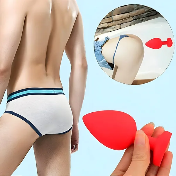 Red Silicone Anal Plug for Effective Stimulating Massage — hình 6