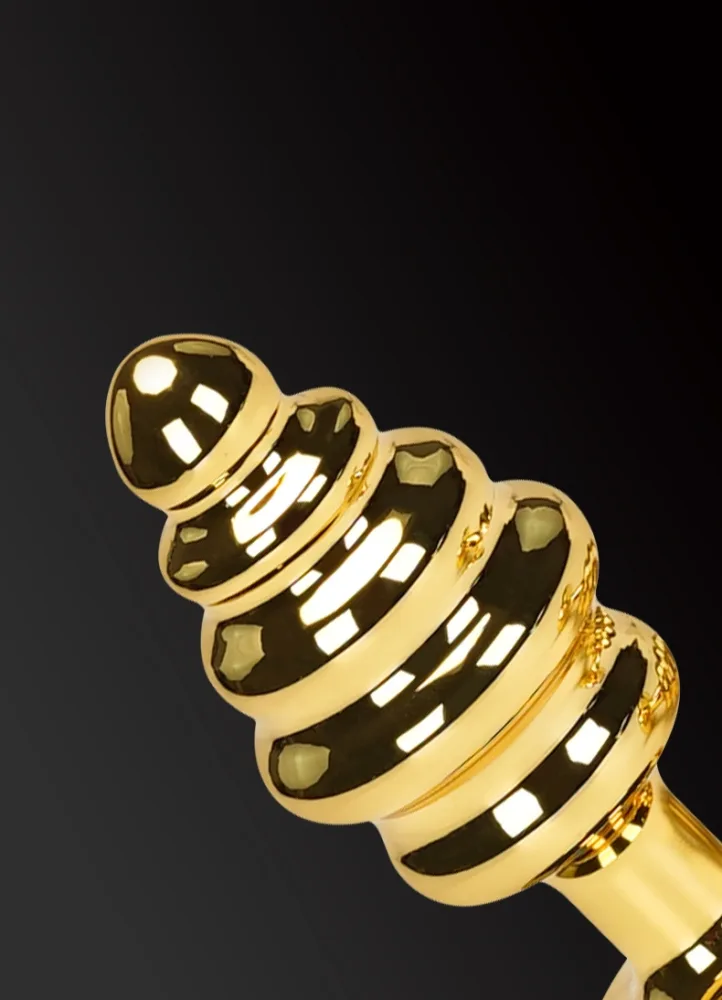 Gold Spiral Stainless Steel Anal Plug Set 3 Sizes Elegant — Order now and elevate your intimate moments to royal levels