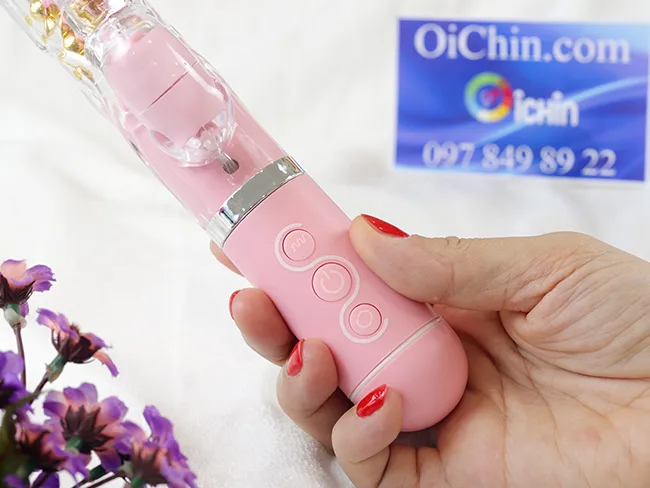 Pink Rabbit Rechargeable Silicone Multi-Speed Rotating Penis — Rabbit Ears for Multi-Mode Clitoral Stimulation