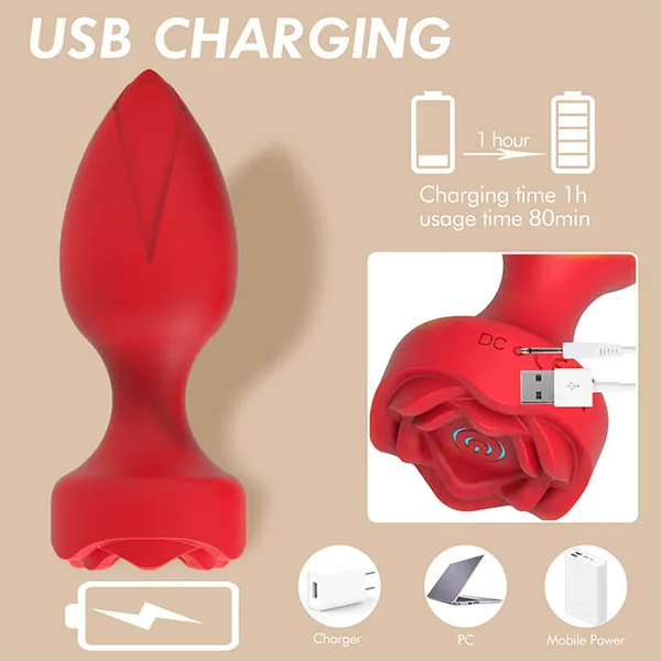 Remote Controlled Rose 10 Speed Silicone Prostate Massager — hình 2
