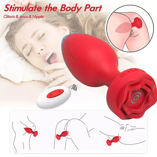 Remote Controlled Rose 10 Speed Silicone Prostate Massager — hình 5