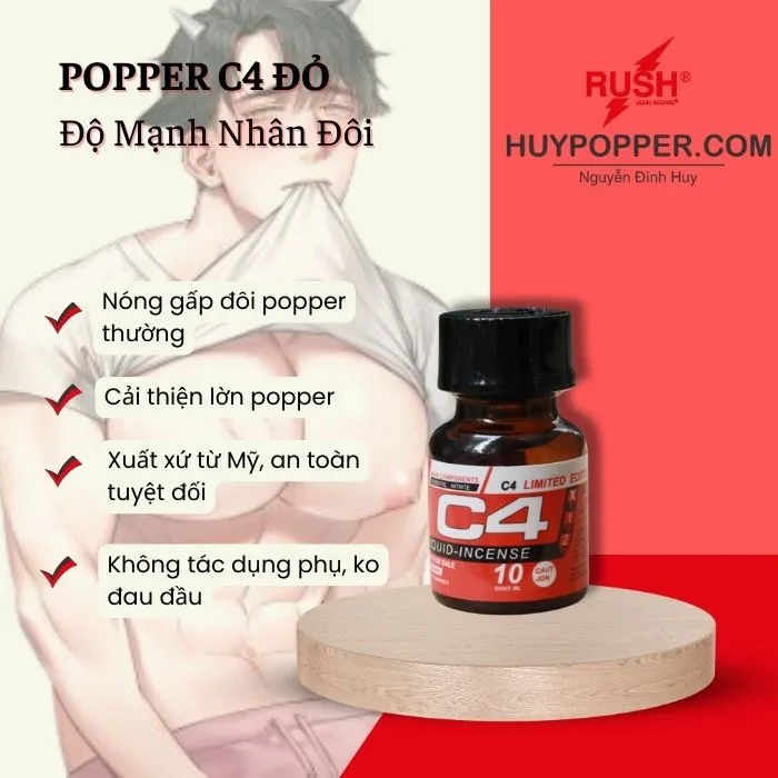 Popper C4 10ml Intense Fun Fast Acting Experience — Popper C4 Red – Double the Power, Double the Thrill