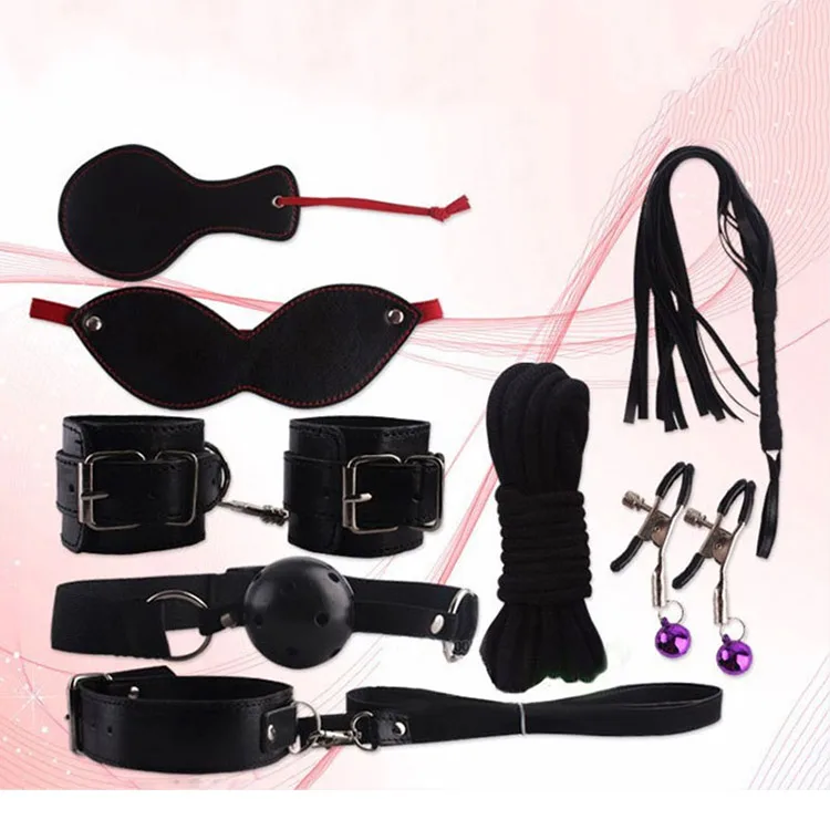 8pcs Black Leather Sexy Bondage Kit Strong Sensation — Whether you’re seasoned in adventurous play or exploring