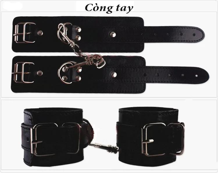 8pcs Black Leather Sexy Bondage Kit Strong Sensation — hình 8