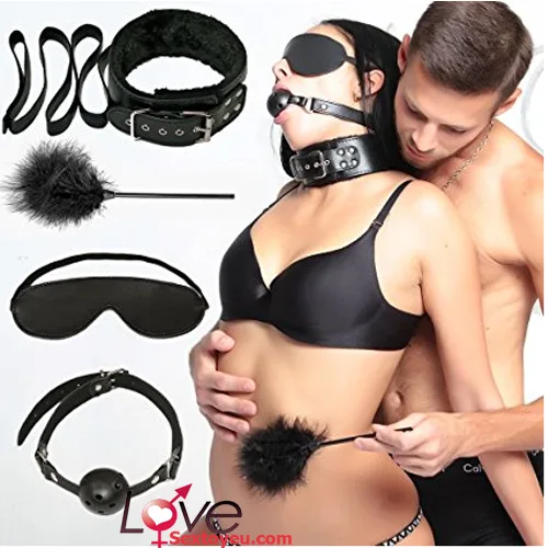 Luxury BDSM 15-Piece Kit Leather & Soft Fur for Couples — hình 4