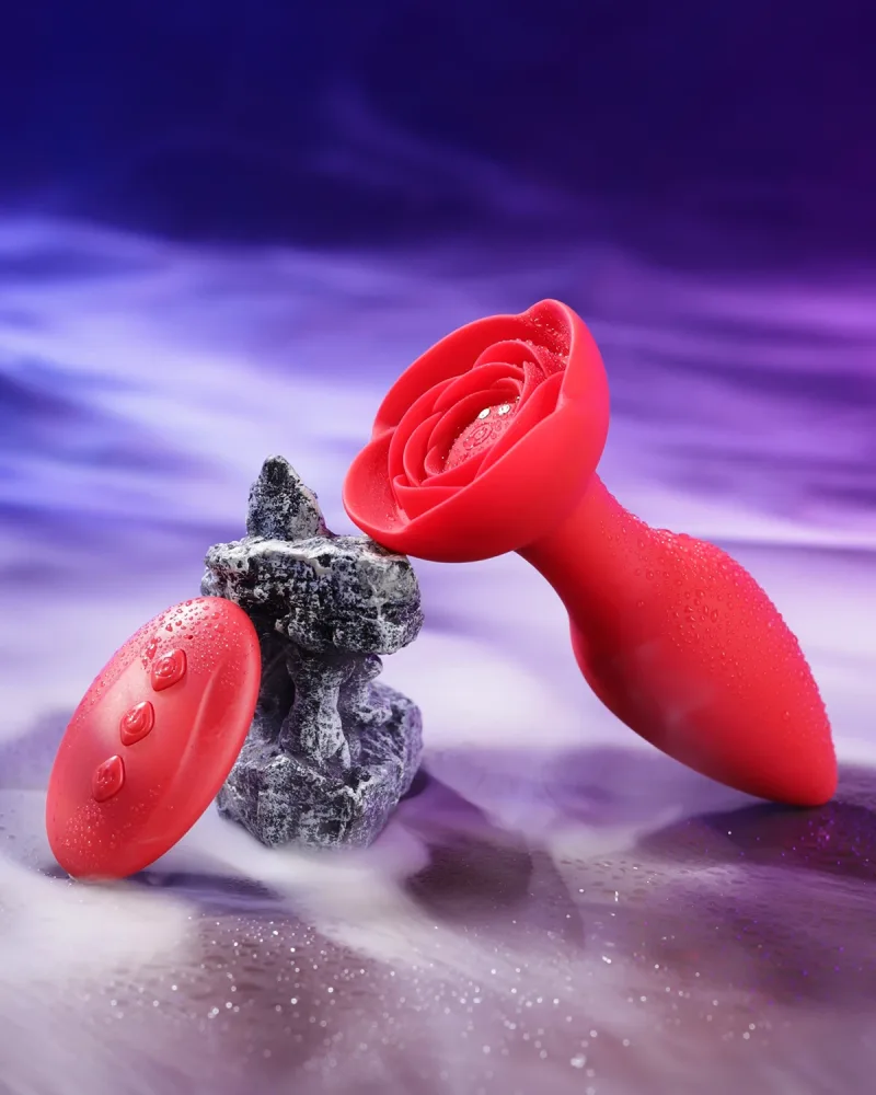 Rose Remote Anal Plug 10 Vibration Modes Silicone Soft — Unique Rose-Shaped Base
