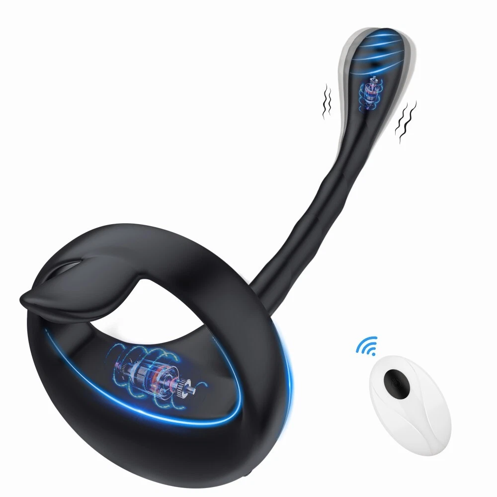 Remote Vibrating Cock Ring Anal Stimulator 9 Mode Wireless — Controlled conveniently via a smartphone app, this