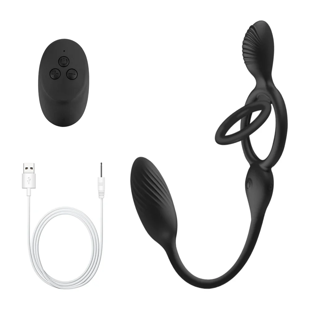 USB Rechargeable Silicone Penis Ring with Remote Anus — Versatile & Functional Pleasure Toy