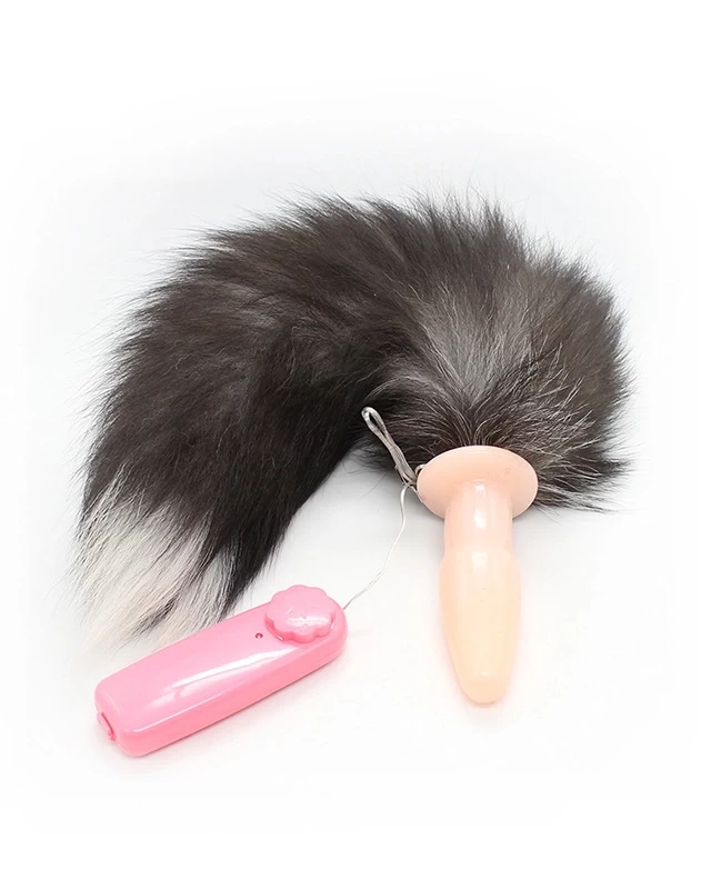 Silicone Fox Tail Anal Vibrator Powerful Dual Color Soft — Safe & Comfortable Silicone Plug with Powerful Vibration
