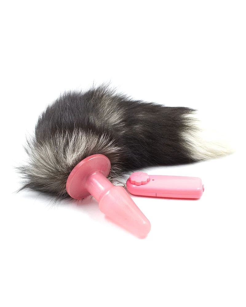 Silicone Fox Tail Anal Vibrator Powerful Dual Color Soft — hình 2