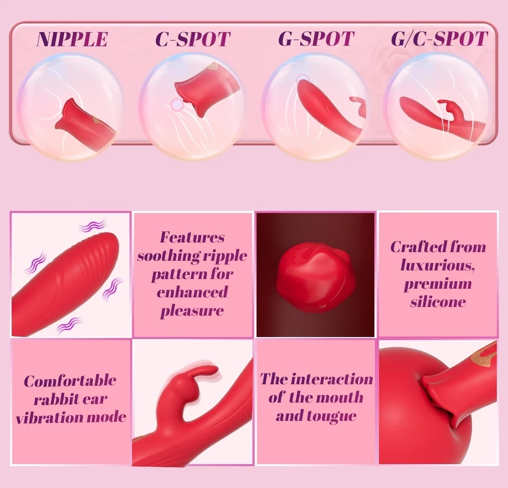 Dual-Ended G-Spot Tongue Licking Nipple Vibrator Sex Toy — Advanced Oral Stimulation for Unique Experiences
