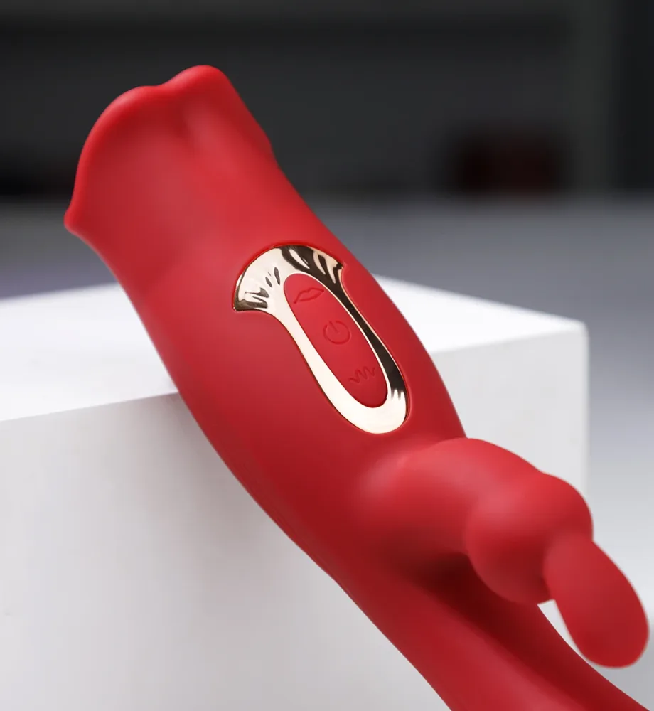 Dual-Ended G-Spot Tongue Licking Nipple Vibrator Sex Toy — This dynamic combination provides deep, pulsating