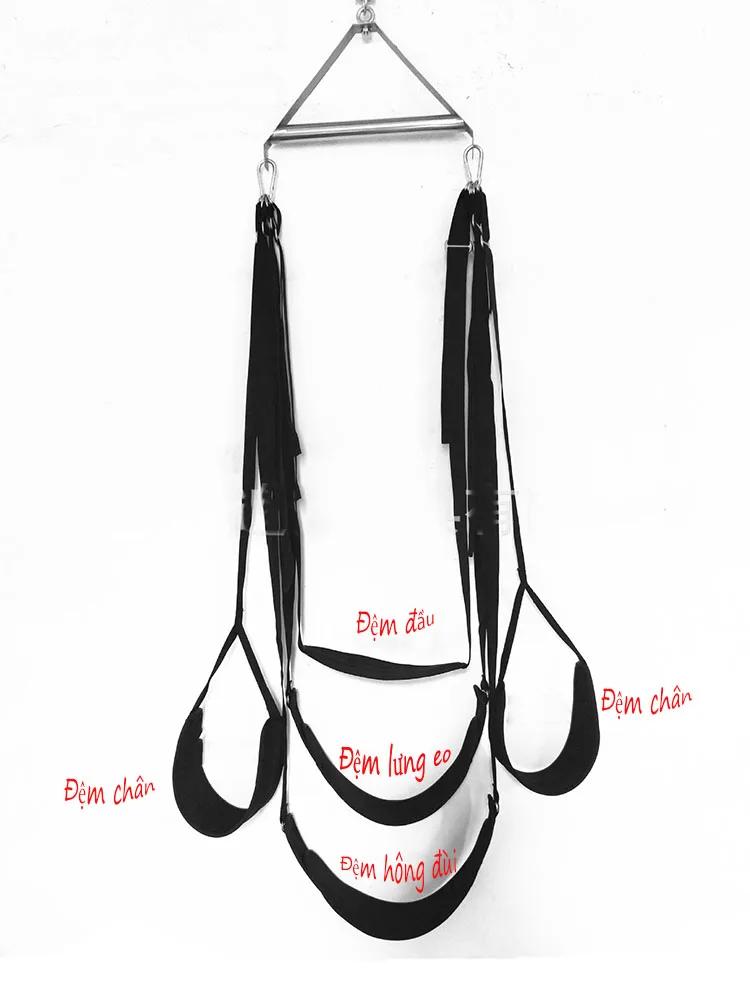 Heavy-Duty Black Ceiling Mount Swing with Adjustable Ropes — hình 2