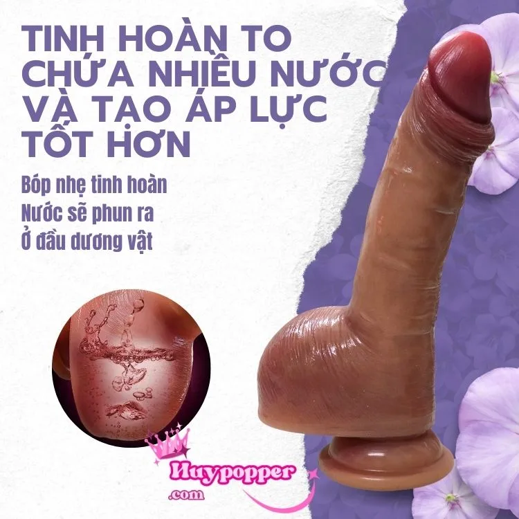Realistic Ejecting Dildo – Soft Waterproof Silicone Design — hình 5
