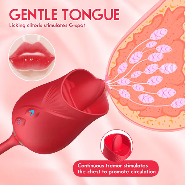 Two-End Rose Vibrator Thrust Licking Female Pleasure Toy — How to Use – Simple and Hygienic
