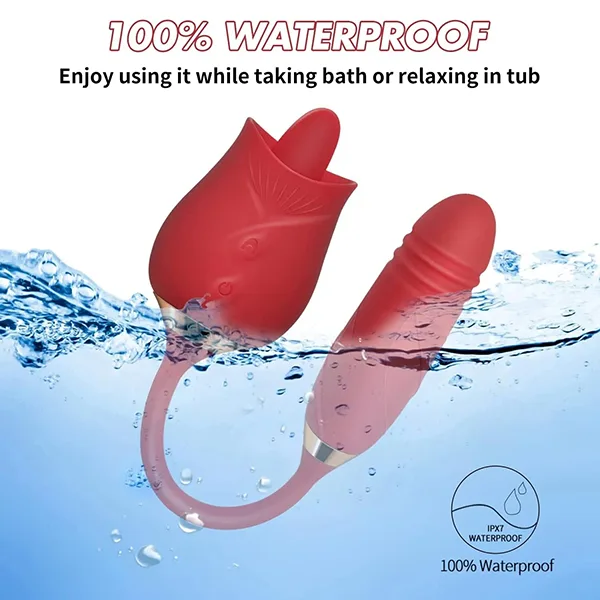 Two-End Rose Vibrator Thrust Licking Female Pleasure Toy — hình 6