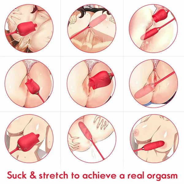 Two-End Rose Vibrator Thrust Licking Female Pleasure Toy — hình 9