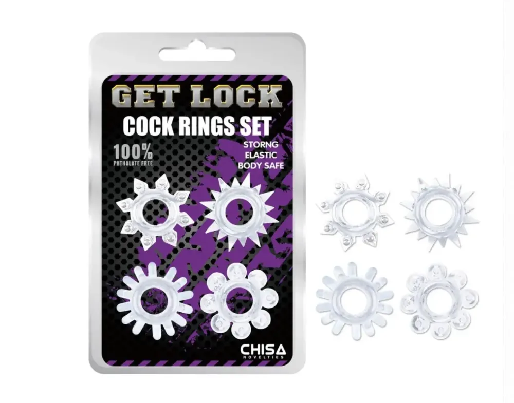 Chisa 4-Pack Spiked Silicone Penis Rings Female Stimulator