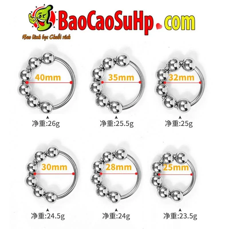 Inox Beaded Metal Cock Ring 30-35mm G-Spot Stimulation — hình 10
