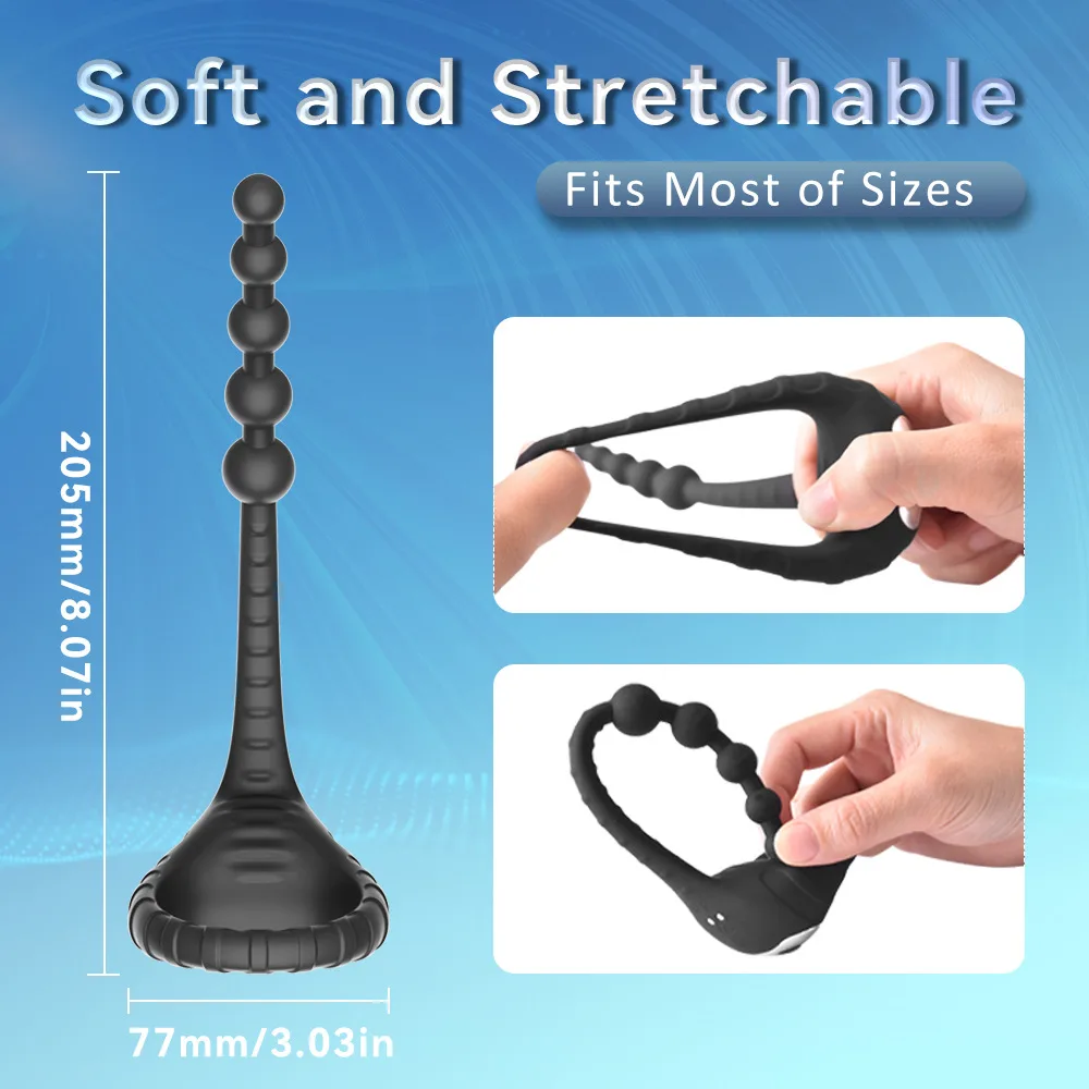 Remote Control Beaded Anal and Scrotum Massage Ring — hình 4