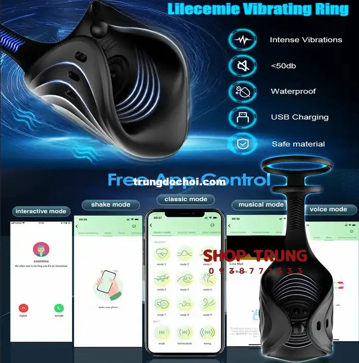 App Controlled Vibrating Penis Ring for Men — hình 9