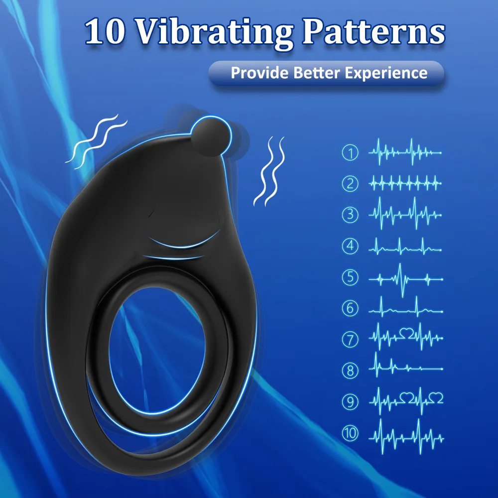 Black Warrior remote penis ring double vibration power — hình 2